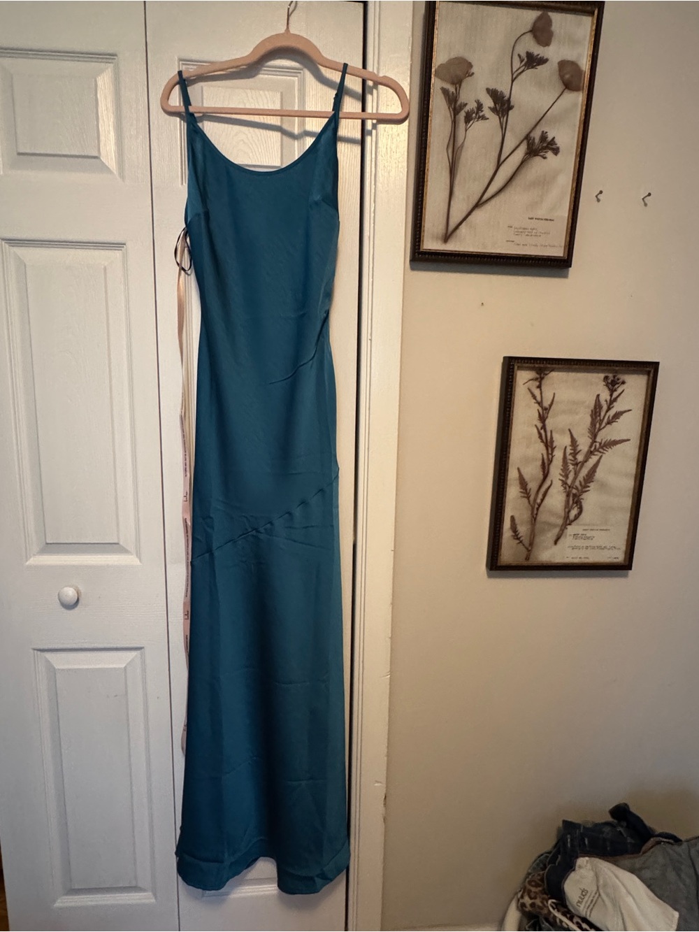 Lulu's Teal Slip Maxi Dress with Spaghetti Straps
